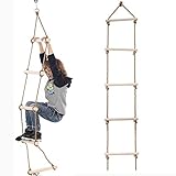 Kids Climbing Rope Ladder 5.7FT Tree Swing Wooden Play, Outdoor Indoor Play Equipment for Hanging...