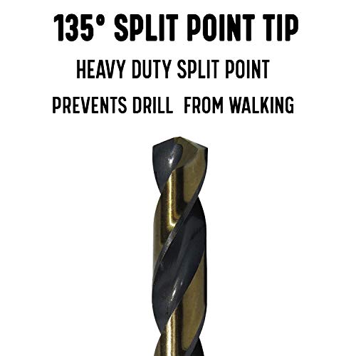 Drill America 7/64" High Speed Steel Black & Gold Kfd Split Point Drill Bit With 3-Flat Shank (Pack Of 12), Kfdml Series #TOP2