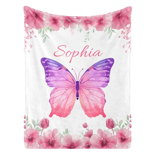 Image of Personalized Baby Blanket with Name, Custom Name Blanket for Kids Soft Flanne Blankets in Easter Personalized Baby Gifts for Infant Newborn Shower (Red)