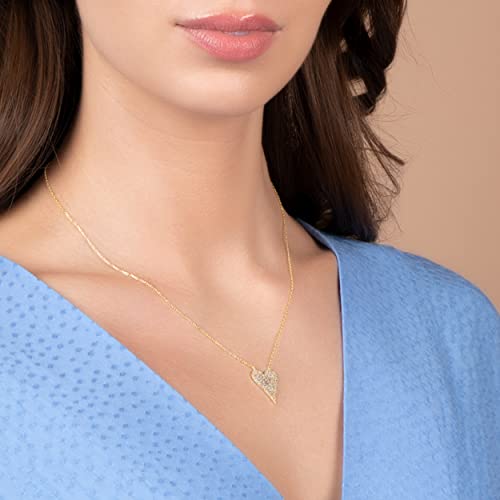 PORI JEWELERS 925 Sterling Silver Cubic Zirconia Pave Heart Charm Pendant Necklace - 18" Anchor Chain2