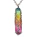 Produktbild Kristall Anhänger Lange Halskette,Handgefertigte Bunte Kabel Gewickelt Rohstoffe Naturstein Frauen Rosa Quarz Dursy Kette Schmuck Geschenk