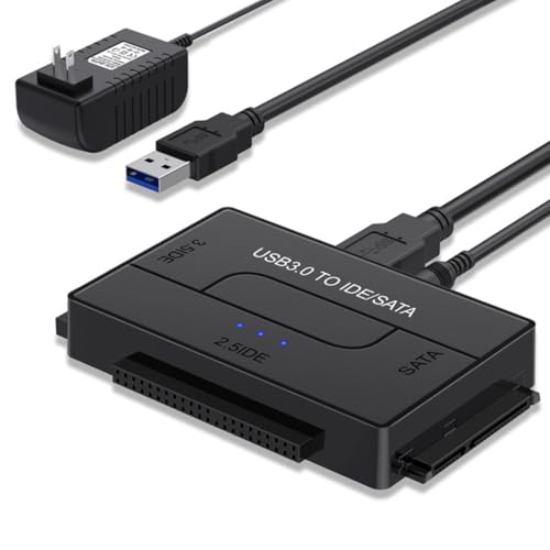 Adaptateur USB 3.0 vers IDE/SATA - Lecteur de disque dur externe universel et convertisseur de récupération de données pour disque dur 2,5