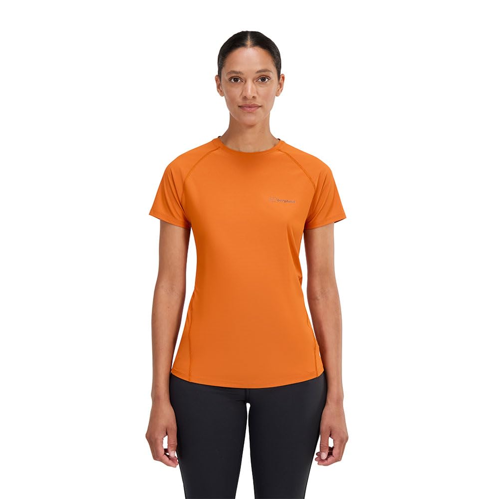 Berghaus Women's 24/7 Short Sleeve Crew Tech Baselayer T-Shirt | Moisture Wicking | Breathable Technical T-Shirt, Blazing Fire, 12