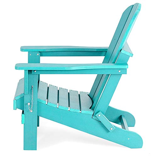 SERWALL Folding Adirondack Painted Chair for Patio, Outdoor,Weather Resistant - Aruba Blue - Image 9