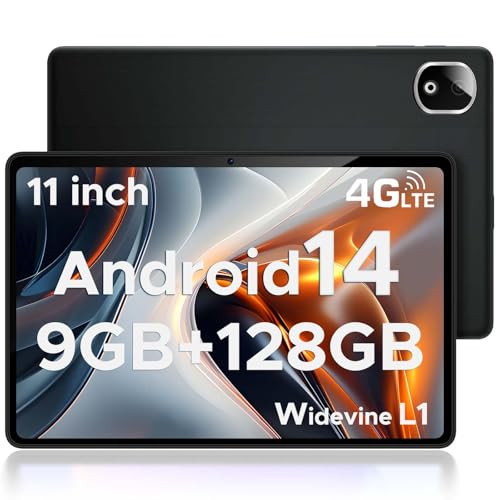 DOOGEE T30E, Tablet 11 Inch(2024), Android 14 Tablets, 128GB ROM/1TB TF, 4G Android Tablets with Sim Card Slots, 8000mAh, 2.4G/5G WiFi, Widevine L1/3.5mm Jack/GPS/Face Unlocked/OTG/Type-C, Black