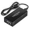 TRENDnet 2.5G PoE+ Injector, TPE-215GI, Supports (15.4W) and (30W), NDAA & TAA Compliant, IEEE 802.3af and 802.3at Compliant, Integrated Power Supply, Up to 100m (328 ft.), Black