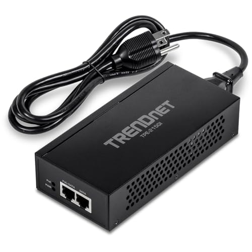 Image of TRENDnet 2.5G PoE+ Injector, TPE-215GI, Supports (15.4W) and (30W), NDAA & TAA Compliant, IEEE 802.3af and 802.3at Compliant, Integrated Power Supply, Up to 100m (328 ft.), Black