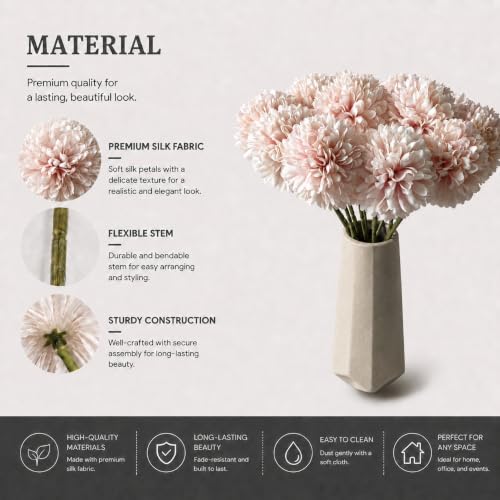 Image of Mandy's 12pcs Artificial Light Pink Ball Chrysanthemum Flowers