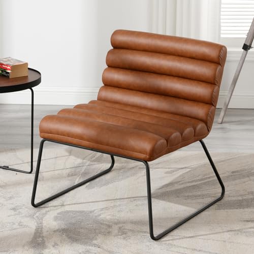 DAYALANE Loungesessel Sessel, Relaxsessel Ohrensessel Polsterstuhl mit Breite Rückenlehne Metallbeinen aus PU Kunstleder, Fernsehsessel Lesesessel ohne Armlehnen für Schlafzimmer Wohnzimmer, Braun DAYALANE Loungesessel Sessel, Relaxsessel Ohrensessel Polsterstuhl mit Breite Rückenlehne Metallbeinen aus PU Kunstleder, Fernsehsessel Lesesessel ohne Armlehnen für Schlafzimmer Wohnzimmer, Braun