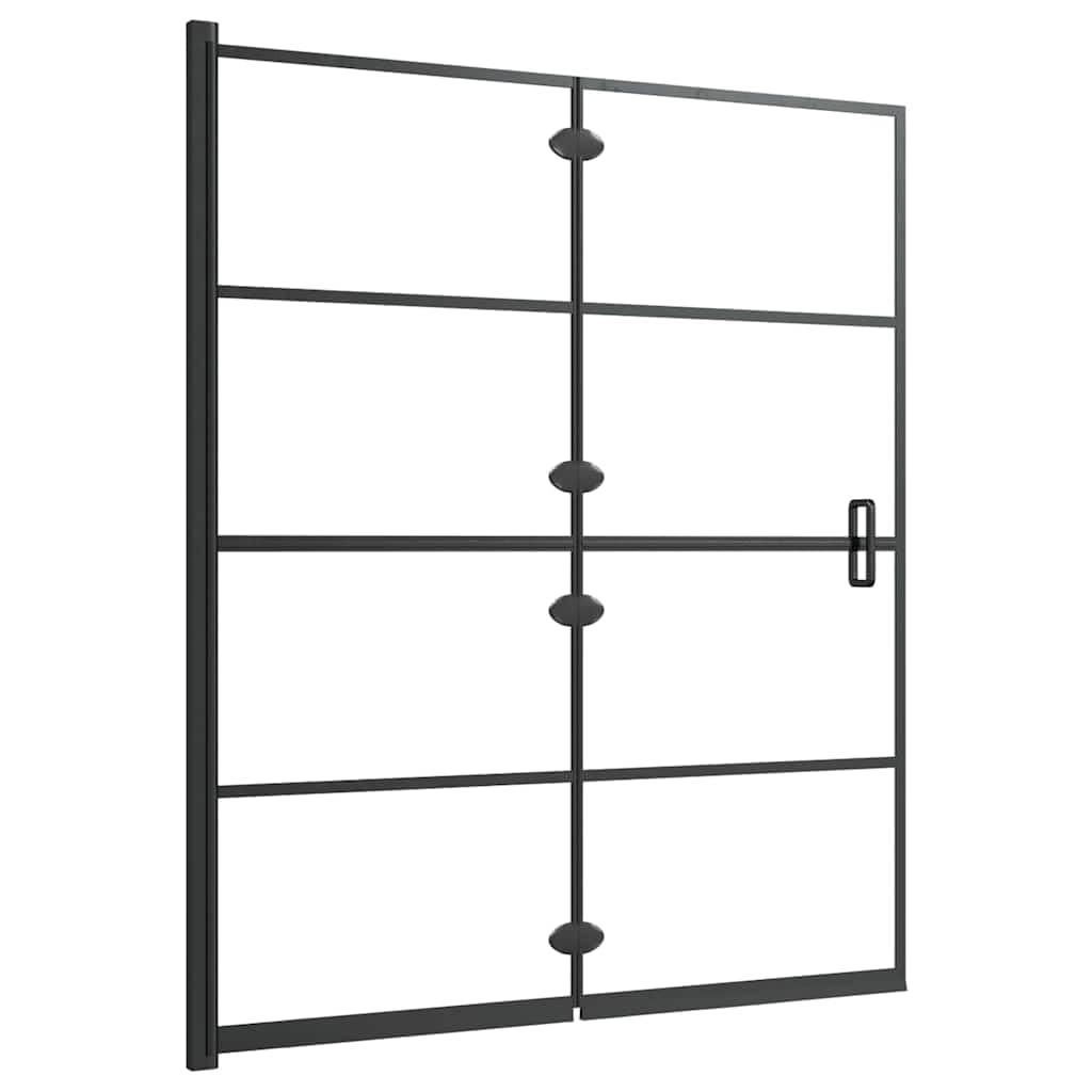 Cabina de ducha plegable de vidrio templado de seguridad con perfil de aluminio 120 x 140 cm, color negro, mampara de ducha con bisagra de nailon, mango y accesorios de montaje