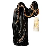 🎃 【Design Charmant】 : La lanterne du sorcier fantôme apporte une ambiance mystérieuse à n'importe quel espace avec sa lanterne lumineuse et sa pose étrange. C'est une figurine incontournable pour créer une atmosphère fantastique pour Halloween.
