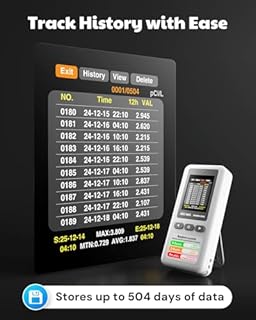 AEGTEST HOUND-1011S Portable Radon Detector, High-Accuracy Sensor for Home, Lightweight, Audible & Visual Alarms, Long-Term Monitoring, Easy-to-Use Radon Tester in pCi/L or Bq/m³ for Basement