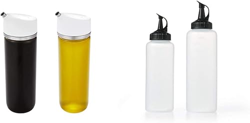 OXO Good Grips - Juego de dispensadores de vidrio de precisión y juego de botellas de chef's Squeeze Good Grips
