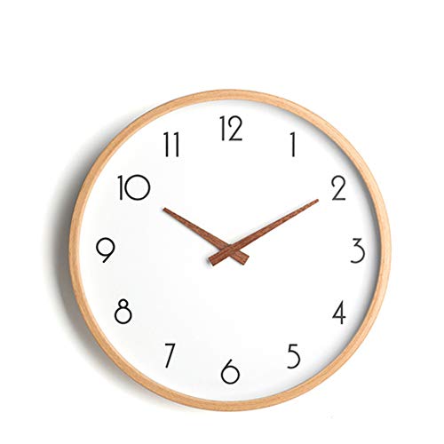 Reloj de pared minimalista de la familia para salón, silencioso, aguja de madera