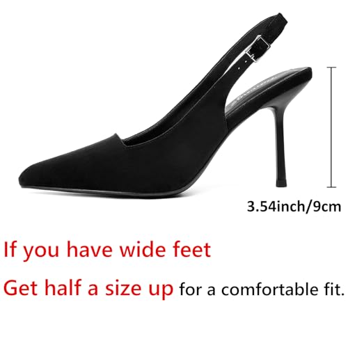 Image of RIBONGZ Sexy Slingback Pumps Elegant Dressy Heels for Women Closed Toe Pointy High Heels Wedding Bride Prom Party Evening Shoes