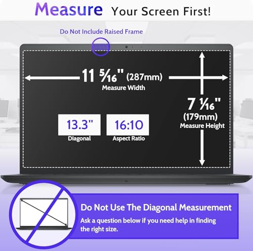 Image of Screen Protector Compatible With Laptops With 13.3 inch Inch Diagonal with 16:10 Aspect Ratio Display 9H Hardness Screen Protector Not a Tempered Glass, Screenguard Size : 287 mm X 179 mm