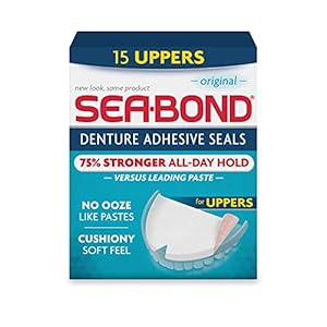 Sea Bond Secure Prothese Adhesive Seals Original Uppers, Zinc Free, All Day Hold, Mess Free, 15 Count