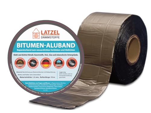 Bitumen Aluband 75 mm x 10 m Farbe Blei – selbstklebendes Dichtband für Dach, Regenrinne & Anschlüsse – UV-beständig wasserdicht Reparaturband – Bitumen Aluminium Abdichtband