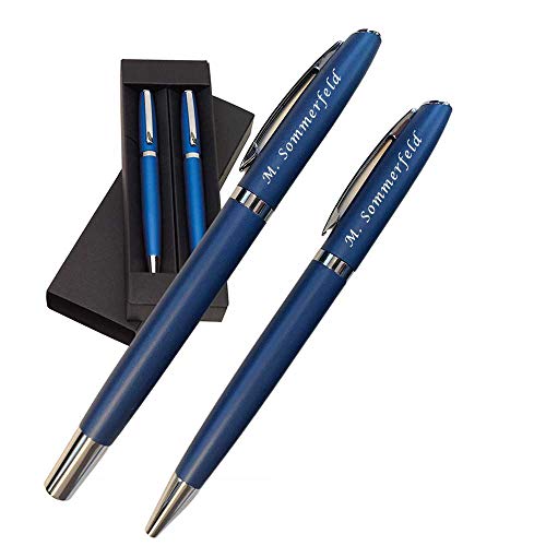 Juwelier Schönschmied - Schreibset mit Gravur als Geschenk mit Wunschsymbolen Stift mit Gravur mit Geschenk-Etui - Drehkugelschreiber & Rollerball (schwarzschreibend) Schreibset 8 PS8