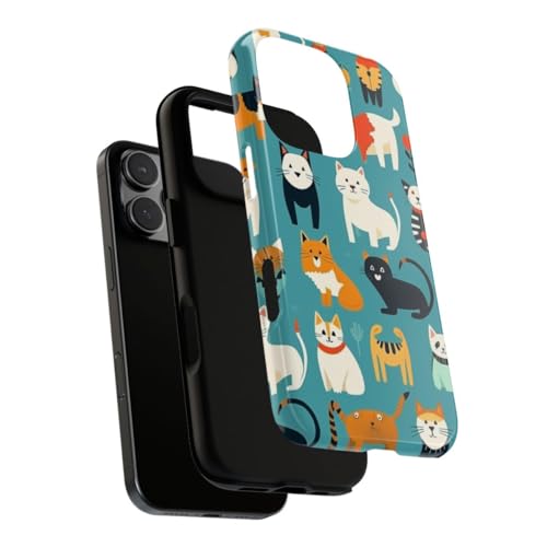 Coque rigide brillante iPhone 16 Pro chat coloré haute protection