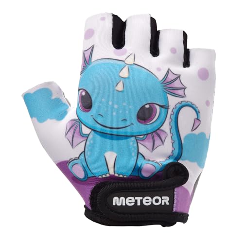 meteor Enfants Gants de Vélo Garçons Filles Cyclisme VTT Demi-Doigts Antidérapant Mitaines de Sport Antichoc Respirant Courts pour Bicyclette Réglables Scooter Paire de Gant
