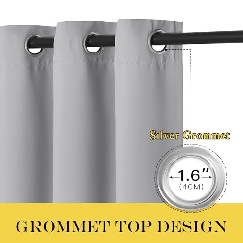 NICETOWN Silver Gray Sliding Door Curtains 108 inches Long - Grommet Blackout Light & Sound Blocking Room Divider Curtains Window Treatments for Dining Room/Bedroom (W100 x L95, 1 Panel)