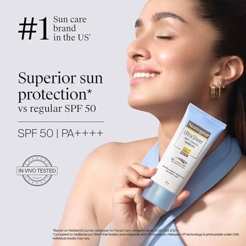 Image of Neutrogena Ultrasheer Sunscreen For All Skin Types Spf 50+, 80G (Pack Of 2)