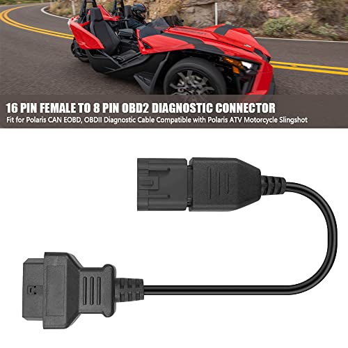 Oneuniq 16 Pin Female To 8 Pin Obd2 Diagnostic Connector Compatible With Polaris Can Eobd, Obdii Diagnostic Cable Compatible With Polaris Atv Motorcycle Slingshot #TOP1