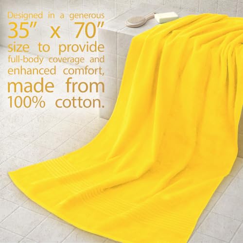 Image of Cotton Paradise 100% Cotton Turkish Towel Set, Soft Absorbent Quick Dry, 2 Piece 35x70 Bath Sheet Set, Yellow