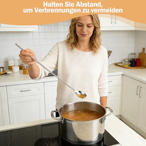 4 Stück Teleskopgabel und Teleskoplöffel Set Edelstahl, ausziehbares Besteck mit verstellbarer Länge 22–64 cm, extra langer Griff für BBQ, Camping, Lagerfeuer, Dessert, Obst und Grillen