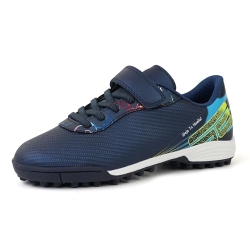 brooman Kids Turf Soccer Cleats Girls Indoor Soccer Shoes Boys Baseball Softball Shoes (10 Navy)