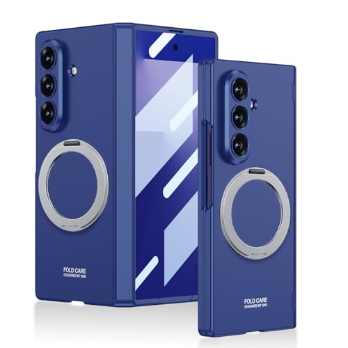 Protection Z Fold 7 antichoc coque rigide fine avec anneau et support bleu