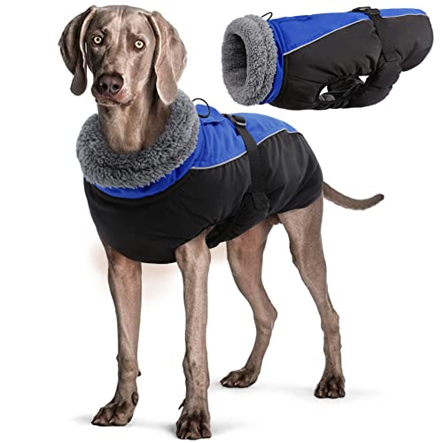 Wasserdichter Hundemantel Winter Warme Hundejacke, Hundebekleidung Outfit für kleine mittel große Hunde, Hundepullover mit Sicheren Reflexstreifen für Labrador Chihuahua Französische Bulldogge