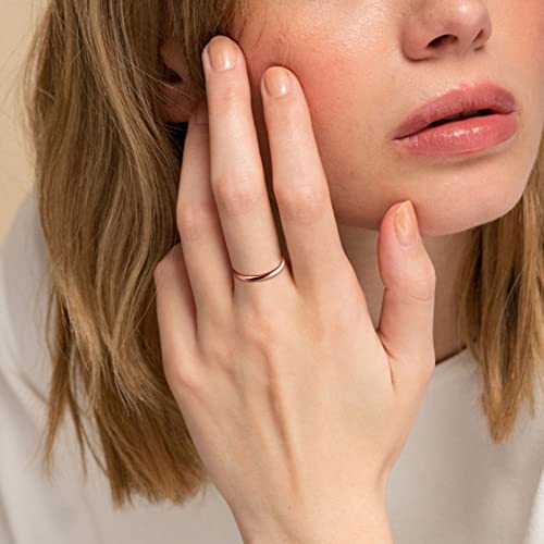 Chicsilver 2Mm Rose Gold Plated Rings Classic Simple High Polish Plain Dome Sterling Silver Wedding Band Engagement Promise Rings For Women Size 7 #TOP2