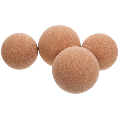 IMIKEYA Palloni da massaggio in sughero 4 pezzi 2 x 60 mm e 2 x 70 mm per fascia terapia plantare e sollievo muscolare, massaggiatore manuale portatile per yoga, fisioterapia e rilassamento del corpo