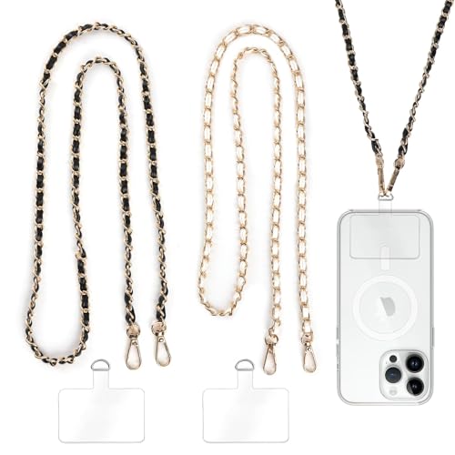 Wonvify 2 Pcs Cordón de Cadena para Teléfono Móvil para el Cuello, Universal para Teléfono Móvil, para Bolsos y Carteras, Correa para el Hombro para Teléfono Móvil de Mujer