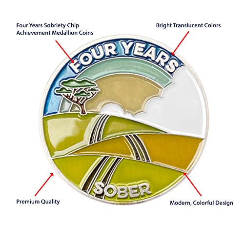 Image of The Achieve Mint 4 Years Sober Token | Four Year Sober Chip | Non-AA Medal, Non-Religious Gift for Women and Men Celebrating Sobriety