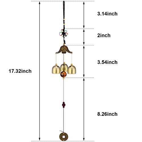 Blulu 2 Pieces Lucky Wind Chimes Feng Shui Wind Bell 3 Bells Hanging Bell Chimes For Good Luck Home Garden Patio Hanging Decoration thumb #1