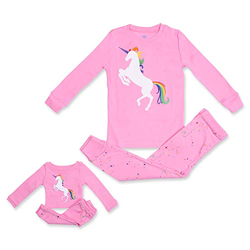 Kids & Toddler Pahamas Matching Doll & Girls Pajamas 100% Cotton Unicorn Pjs Set Fits American Girl 7Y