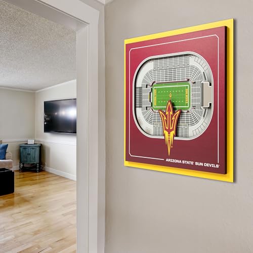Image of YouTheFan Officially-licensed NCAA Stadium Series 3D Wall Art - multi-layer team stadium replica, detailed sports fan gift, indoor decor