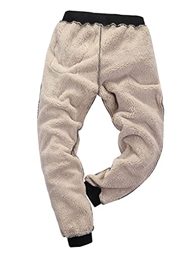 Lentta Men's Casual Winter Warm Sherpa Lined Athletic Jogger Fleece Sweatpants Pants（Black01-L） #TOP3