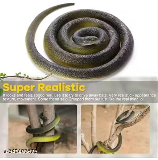 Image of RZA 2026 (Snake Pack of 1 pcs) ZA Realistic Black Rubber Snake Toy - 28-inch Lifelike Garden Prop for Scaring Birds Black Skane Fake Snake Toy