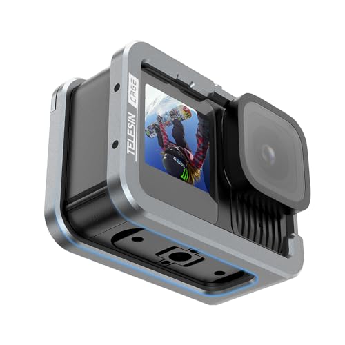 TELESIN Carcasa de aluminio de metal para cámara Go Pro 13, 12, 11, 10, 9, carcasa con filtro de objetivo ND/CPL, jaula protectora con 2 soportes para zapatos fríos para accesorios de cámara