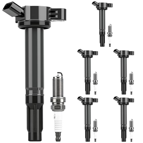 Autoexact Ignition Coil Pack and Iridium Spark Plugs Kit Fit for Toyota 2007-2016 Sienna Highlander Avalon Camry RAV4 4Runner Venza Lexus RX350 ES350 RX450h 3.5L 4.0L V6, Replaces UF487 6619 Set of 6