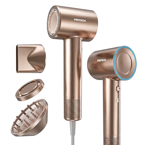 PRITECH Ionic High Speed Hair Dryer, Hair Oil-Infused Blow Dryer with Magnetic Attachments, Smart Constant Heat, Multiple Heat Speed Settings, Portable Low Noise Styler for All Hair Types Daily Use