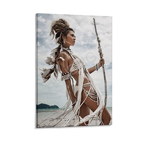 Bludug American Indian Girl Wall Decor Posters Native American Poster Indian Girl Poster Canvas Painting Posters And Prints Wall Art Pictures For Living Room Bedroom Decor 20X30Inch(50X75Cm) #TOP29