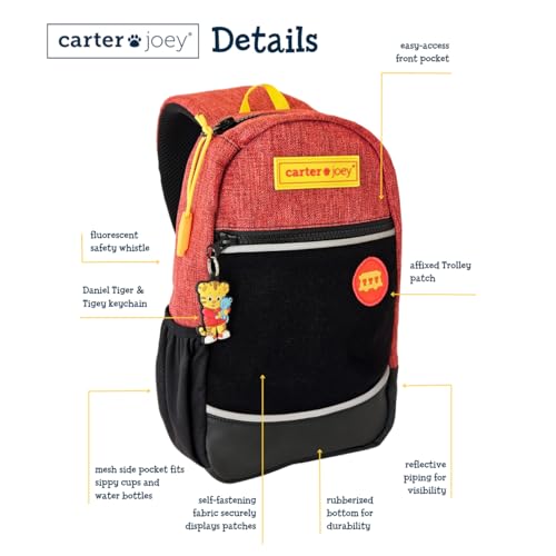 Daniel Tiger Sling Pack, Kids Red & Black Backpack, Trolley Patch, Keychain, Ages 3-5, 11x7x33