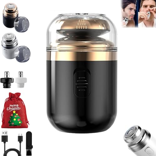 Rasoir à capsule, mini rasoir électrique portable 2 en 1, rasoir à capsule avec tondeuse à poils de nez rotative, rasoirs électriques rechargeables USB et étanches (Black)