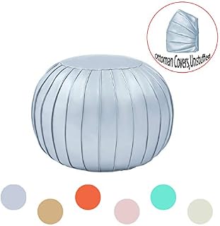 Comfortland Unstuffed Round Pouf Foot Stool for Christmas Medium Storage Ottoman Seat Decorative