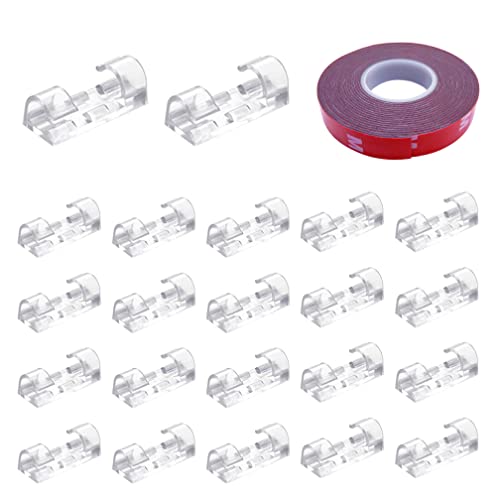 SACONELL Lot de 40 clips de câble adhésifs solides de 3 m pour la gestion des câbles TV, PC, fixation adhésive, pour voiture, maison et bureau (transparent) Cover